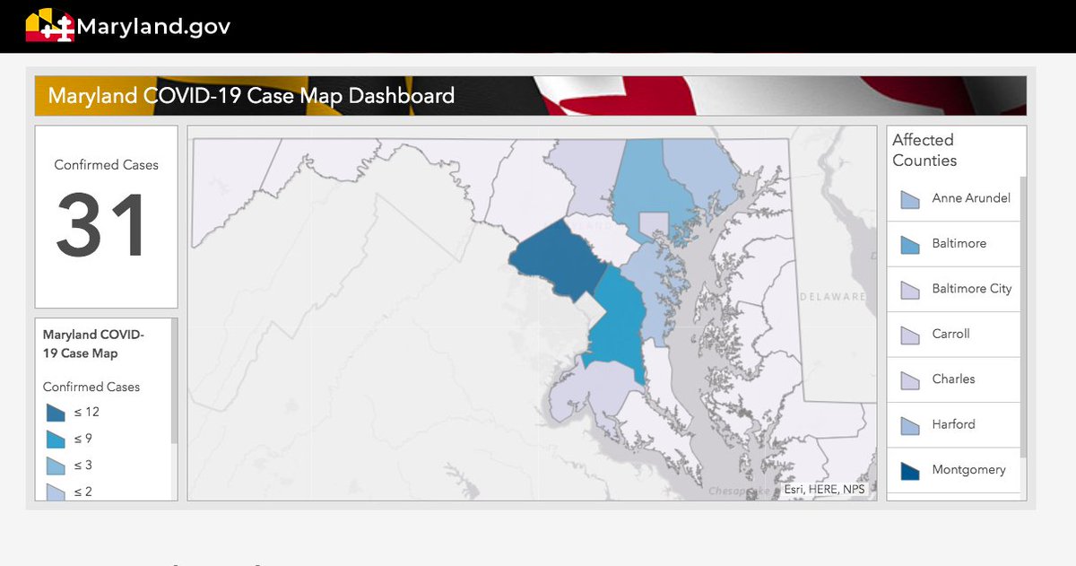 As of this morning, there are 31 confirmed positive cases of COVID-19 located in 8 jurisdictions. I want to continue to assure Marylanders that our state is taking every precaution to address this public health emergency and keep our residents safe.