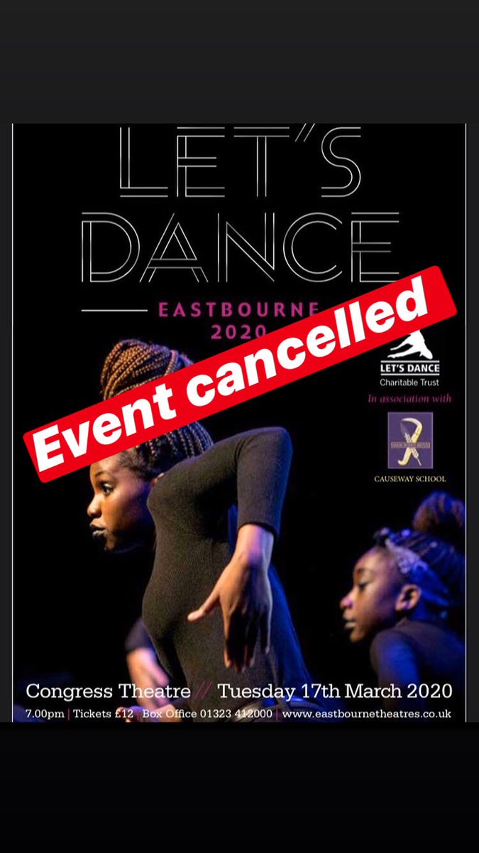 CausewayDance's tweet photo. In light of the ever changing advice on the Coronavirus, Let's Dance have taken the decision today to cancel the performance on Tuesday 17th March 2020 at the Congress Theatre.  1/2 https://t.co/8wTuq7ajyE