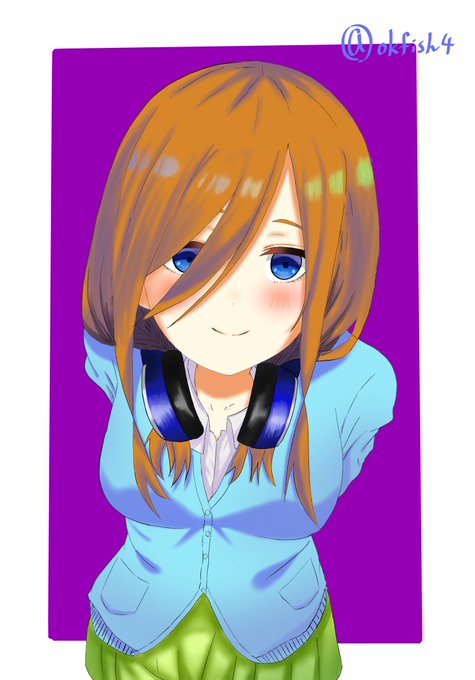 魚BさんがTwitterに投稿した中野三玖(五等分の花嫁)のイラスト。