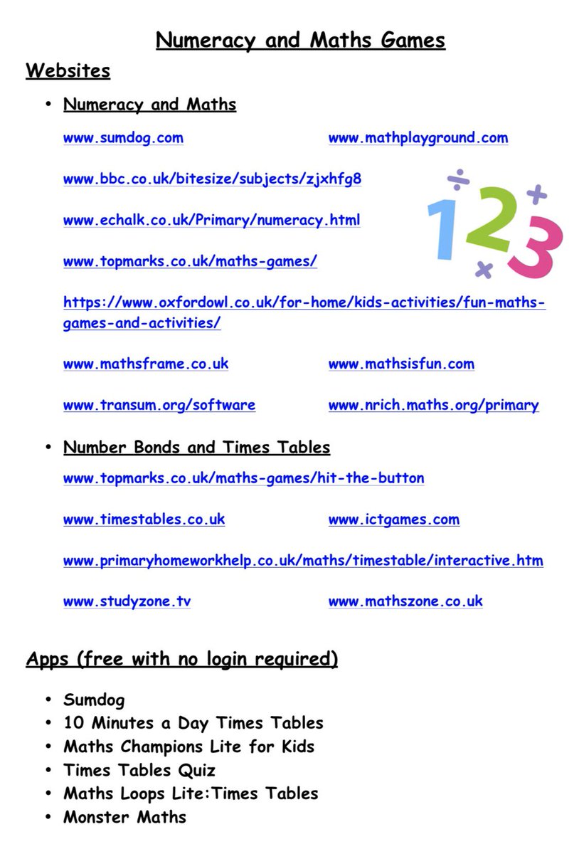 Mrs__Kennedy's tweet photo. Created this list of free websites and apps with numeracy and maths games! If anyone would like me to send the PDF file I am happy to 😊 @MathsScot @edscot_maths @EdinLearnsTL https://t.co/eLUyhrquCX