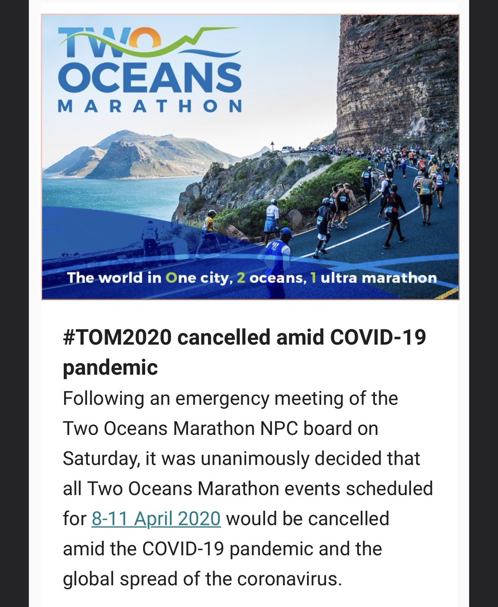 knew this was coming. the right decision. on a personal note, this one hurts. after 4 yrs of trying, I finally scored a 21km entry in the ballot. was gonna be my 1st  #OMTOM since 2010. oh well. wash yo damn hands ppl