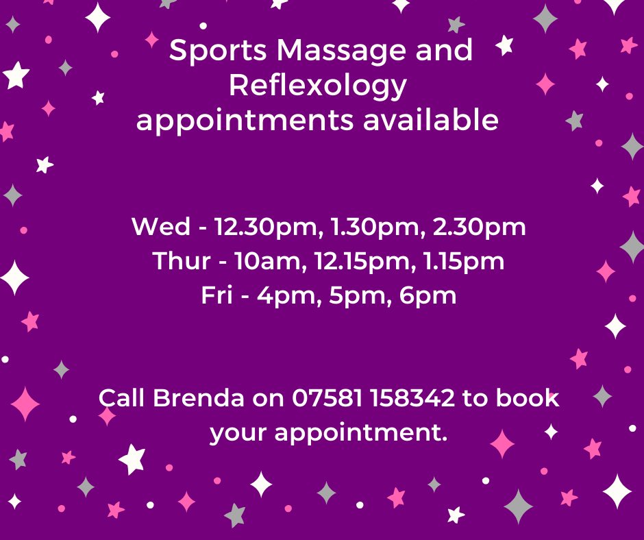 FeetFirst14's tweet image. Appointments available next week 😊

👣 Sports massage - legs or neck, back and shoulders 

👣 Reflexology 

Don’t suffer in silence book your appointment today! Drop me a message or call Brenda on 07581 158342 😊

Based at @OneGymRedcar @Redcartown @RedcarHour