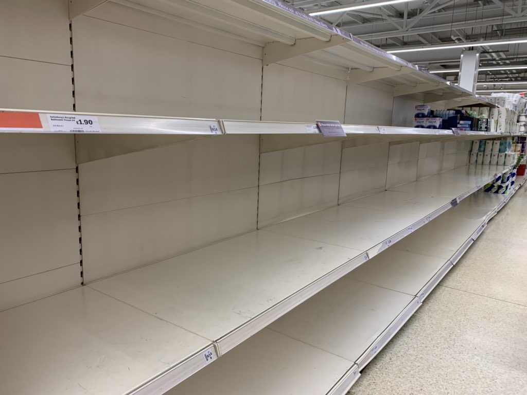 MattAllenUK's tweet photo. Following my failed attempt to do shopping in @Asda Penryn, I’am now attempting it at @sainsburys Truro...not much better here! Just a suggestion but surely the online shopping should be limiting bulk buying items e.g. pasta x 8? (See pic below) #wherehasallthetoiletrollgone https://t.co/Wo6UgE1KEc