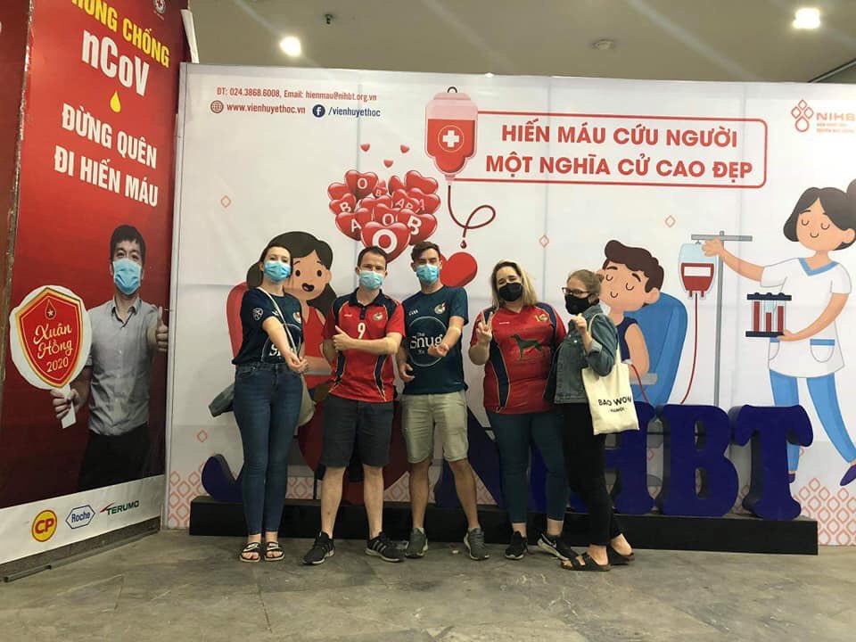 irlembvietnam's tweet photo. Really proud of the Viet Celts GAA who gave blood in Hanoi this afternoon. There is a major shortage at the moment, a consequence of #COVID19. People need to come together, support each-other and act selflessly during this challenging time #TeamIreland 🇮🇪🤝🇻🇳 https://t.co/tDwNp8E4V9