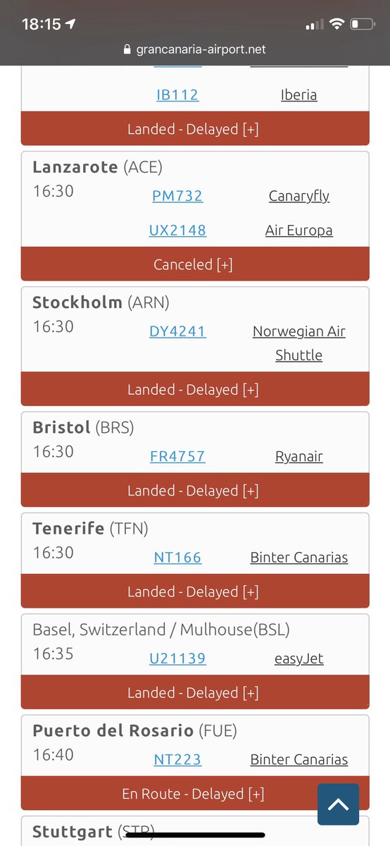 schooleydoo's tweet photo. And these are just some the flights that landed after ours, both yesterday and this morning. Proving the airport was NOT closed. So why were we all taken off the plane and told to go home? https://t.co/zLvppTrQL2