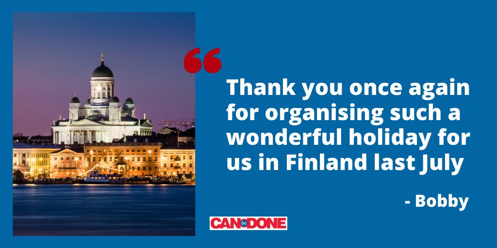 "Thank you once again for organising such a wonderful holiday for us in Finland last July." - Bobby

We can't wait to see you again, Bobby! 

First Finland, then Barcelona... we love that we're helping you to travel the world.

#disabledholidays #accessibletravel #testimonial