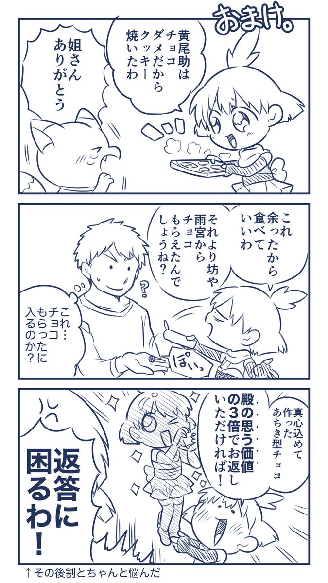 くのいがバレンタインに何をあげたかのおまけらくがき漫画だよ!! 