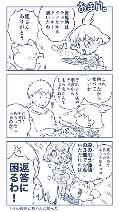 くのいがバレンタインに何をあげたかのおまけらくがき漫画だよ!! 