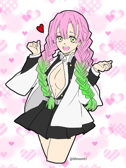 ❀のん✿さんがTwitterに投稿した甘露寺蜜璃(鬼滅の刃)のイラスト。