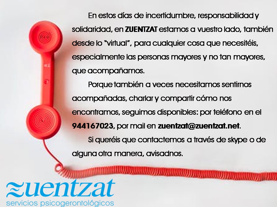 ZUENTZAT's tweet photo. Siguiendo las recomendaciones de las autoridades sanitarias, con el ánimo de minimizar riesgos, @ZUENTZAT  ha suspendido temporalmente sus talleres. Pero estamos a vuestra disposición para lo que necesitéis en zuentzat@zuentzat.net y en el 944167023 https://t.co/lyRVNedQ4X