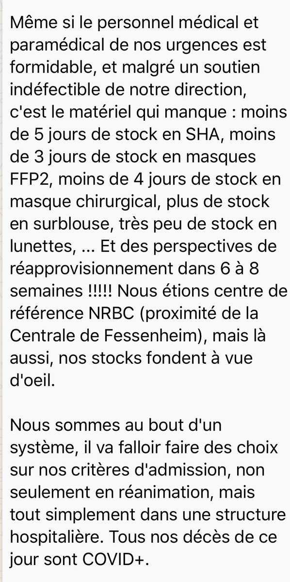 CollectInterHop's tweet photo. D’après les infos de réanimateurs du Grand-Est la situation est réellement catastrophique ⬇️ https://t.co/u9s1fetUSE