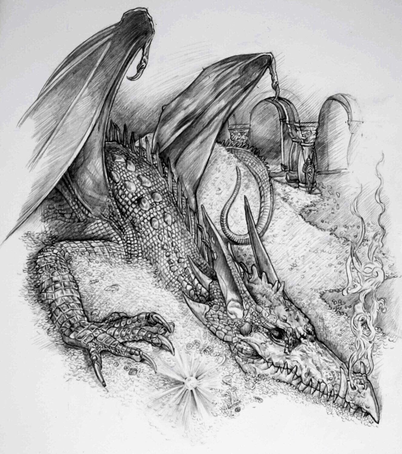 the hobbit smaug drawing