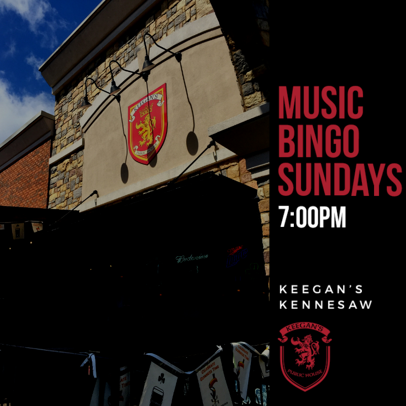 KennesawKeegans's tweet photo. Music #Bingo Sundays at Keegan's Public House in #Kennesaw #publichouse https://t.co/BZgGFFvxlf