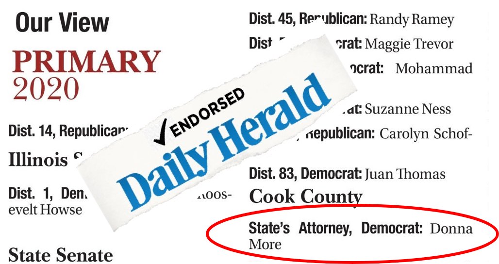donnamore_SA's tweet photo. Get out to vote early if you can. Follow health advisories. Vote for #Time4More to get politics and money out of Cook County State's Attorney's Office. Follow @dailyherald endorsement guide and punch #143 to #FireKimFoxx and #NoWayConway. https://t.co/wol2jWEL7G