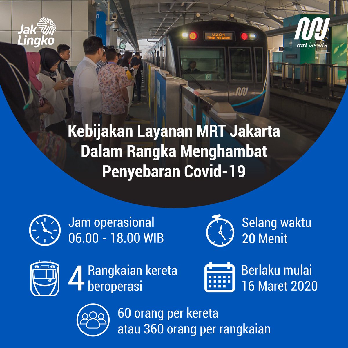 Kebijakan layanan MRT Jakarta dalam rangka menghambat penyebaran virus Covid-19, yang mulai berlaku hari Senin, 16 Maret 2020.

#MRTJakarta
#UbahJakarta