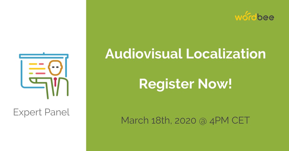 Wordbee's tweet photo. Next week, we will host a panel about #audiovisual and media #localization with experts in different roles. They will discuss who is supposed to do what, when, and why. Register here: https://t.co/nVfPTkaMpq
#languageservices #languagetechnology #l10n #t9n
@Wordcraft_GmbH https://t.co/Z9LUMoliNv