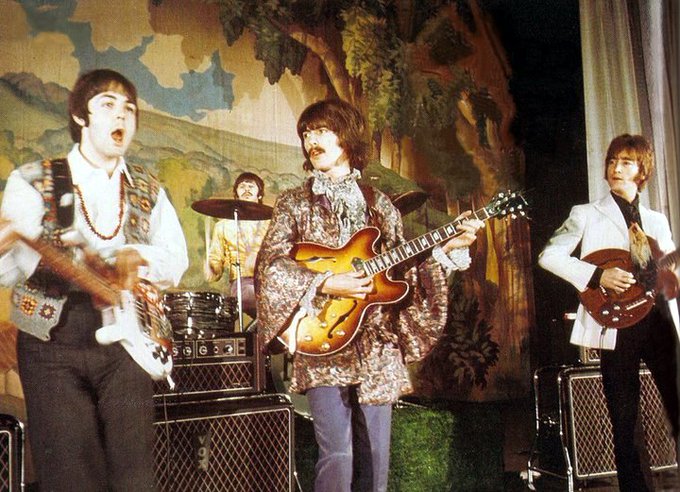 Beatles Archive 3 Promo For Hello Goodbye 1 Wearing The Sgt Pepper Outfits Ringo W Toy Sized Drum Kit 2 Wearing Their Own Mod Clothing Ringo W His Typical Striped Kit 3 The Beatles Archive 3 Promo For Hello Goodbye 1 Wearing The Sgt Pepper Outfits Ringo W Toy Sized Drum Kit 2 Wearing Their Own Mod Clothing Ringo W His Typical Striped Kit 3 The