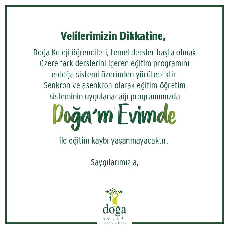 Doğa Koleji Almanca Bölümü 3 yıldır Flipped Classroom Eğitim Modelinin evde Self-Teaching uygulanmasıyla Doğa’m Evimde’ye 3 yıllık tecrübesiyle hazır ve nazır.