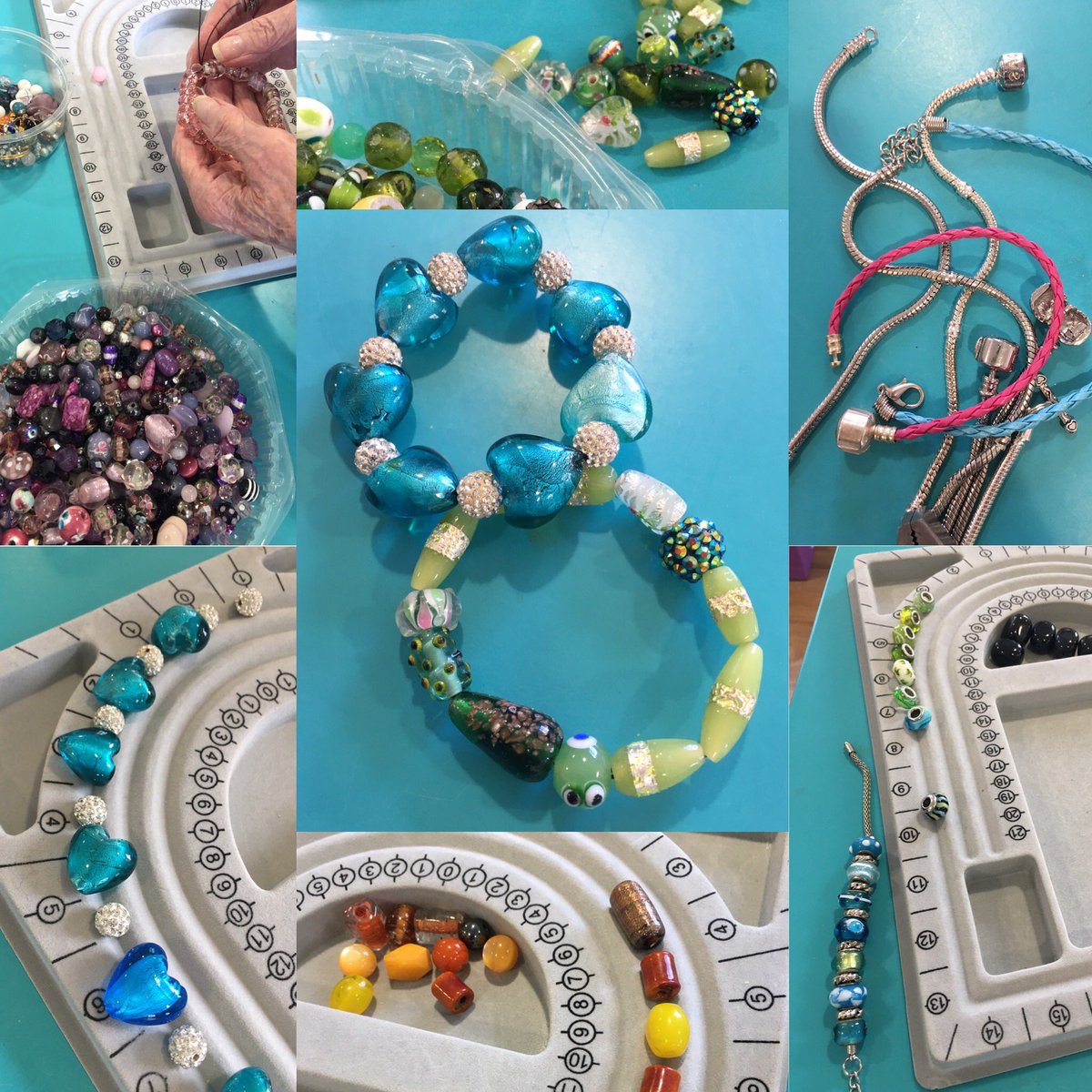 #GracewellOfBookham’s resident crafters are enjoying designing stunning pieces of jewellery; this week we used glass hearts, sparkly beads and pretty charms! 💎
