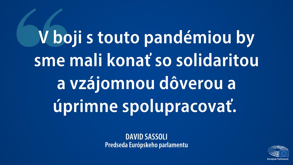 Europarl_SK's tweet photo. Predseda EP: Členské štáty musia prestať limitovať dodávky zdravotníckeho materiálu v rámci EÚ a prijímať unilaterálne opatrenia proti slobode pohybu. 
Prečítajte si celé vyjadrenie predsedu EP: https://t.co/hEckOlNtBO https://t.co/I1HirAM8VK