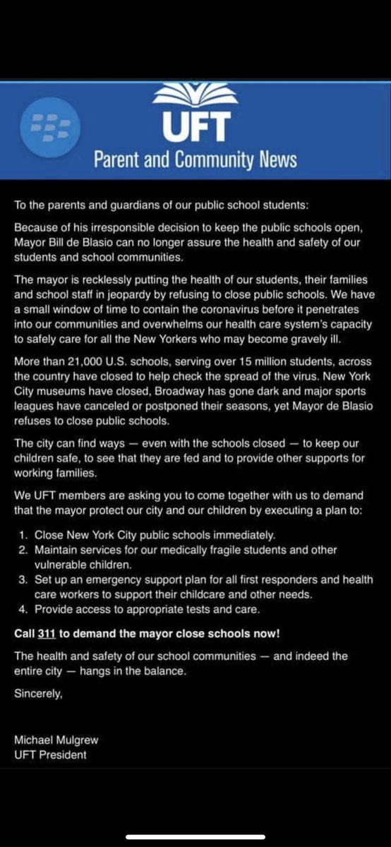 BBOUFT's tweet image. CALLING ALL PARENTS TO CALL 311 demand  @NYCMayor to #CLOSENYCPUBLICSCHOOLS @UFT @UFTSafety @UFTParas  @UFT_Elementary @UFTMS_Division @MaspethHS_UFT @UFTKaz @UFT_D18 @UFTTchrCENTER @UCS_UFT @AssignedUft @UFT_VPed
