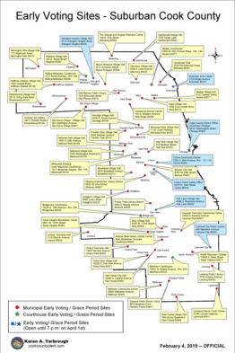 Election authorities are recommending that people use the Early Voting sites today and tomorrow. Find yours using the links below.

Chicago -> bit.ly/ChiEVlocs
Suburban Cook -> bit.ly/CookEVlocs
DuPage -> bit.ly/DuPageEVlocs
Will -> bit.ly/WillEVlocs