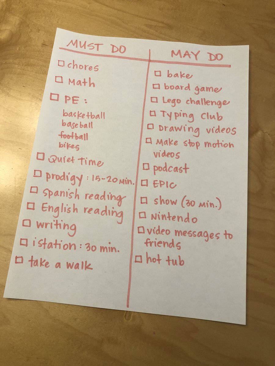 Must Do/May Do lists are my favorite classroom way to build voice &amp; choice into student learning time. Here’s a non-fancy version my boys and I just created for our at-home version.