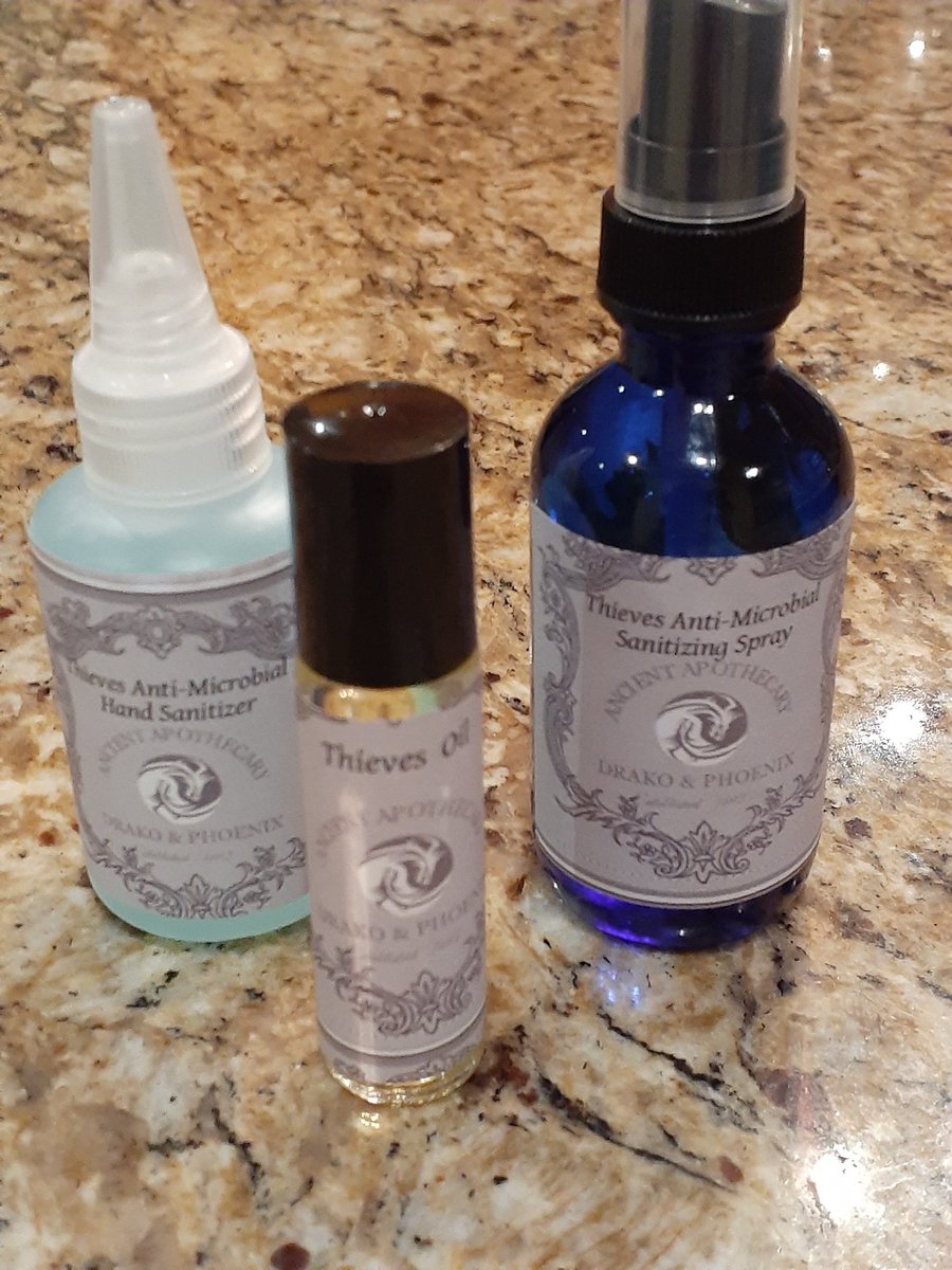 Mooncasters's tweet image. Mooncasters has Hand Sanitizer,  Sanitizing Spray, and Thieves Concentrate ( mix 12 drops with equal parts water and vinegar and spray on any surface
BUT HURRY BECAUSE SUPPLIES ARE EXTREMELY LIMITED! 
$6.95 each or the Set of 3 for $15 +$5 shipping
mooncasters@yahoo.com