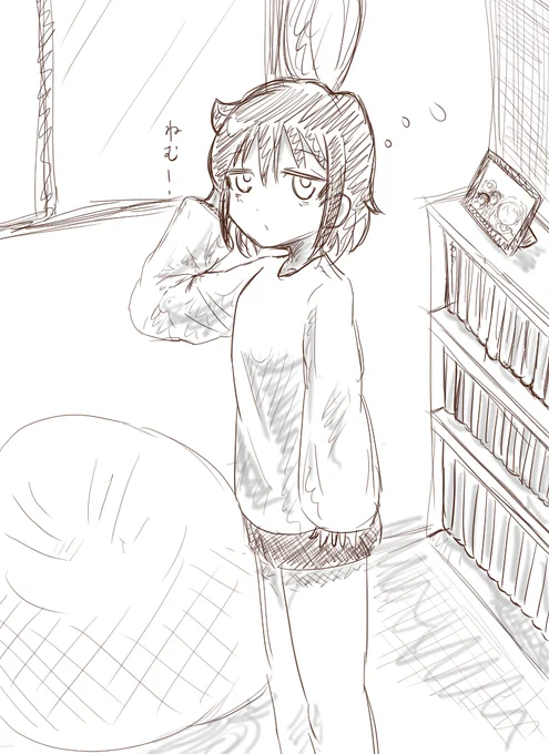 大学生になったもこっちが一人暮らしするイラスト描きたかったけどなんか幼くなりすぎた 