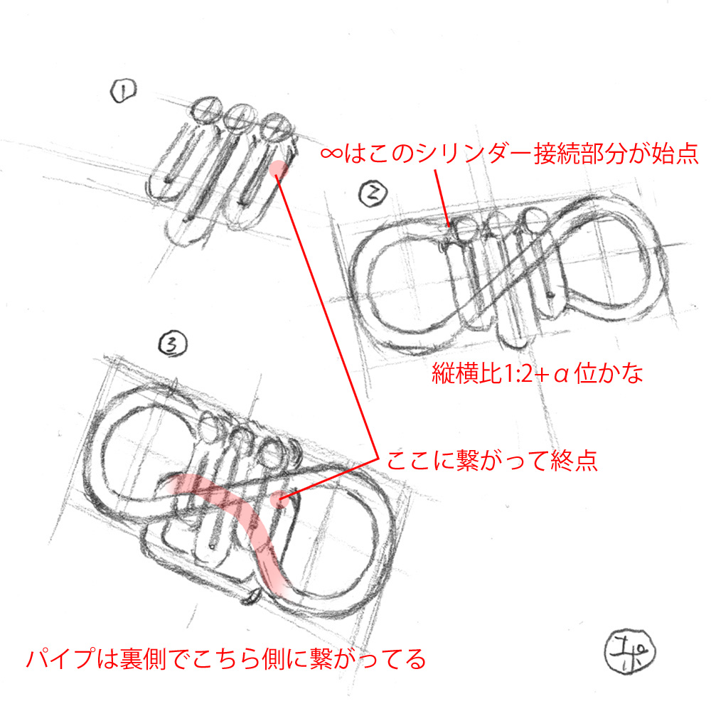 補足説明です。これはあくまで私の解釈なのであまり四角四面にならなくても全然良いと思ってます(私自身この通りに描いてないw) 