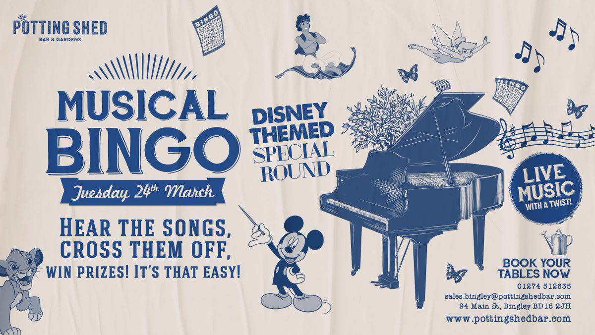 🎹🎵MUSICAL BINGO 🎹🎵

Our next date confirmed is TUESDAY 24TH MARCH

DISNEY THEMED SPECIAL ROUND 🦄🦄

We are not accepting anymore BOOKINGS now for this event just walk ins 😁

Entry is FREE! 🙂

#MusicalBingo #SingWhenYourWinning #TuesdaysJustGotBetter #ShedEvents