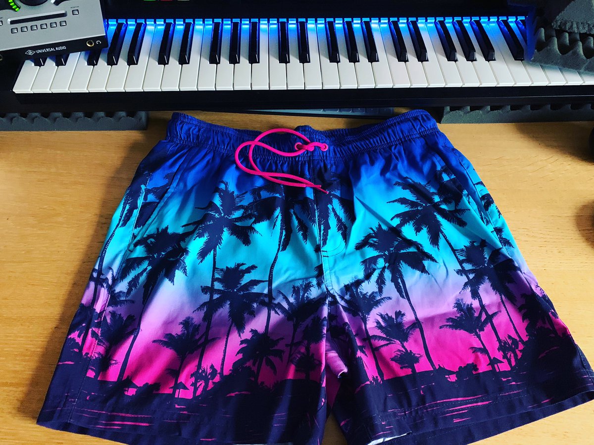 Just bought myself some #SynthwaveShorts for a truly #NeonSummer by the Pool 😎  #PalmTrees #NeonSunset #Holidays #Synthwave #SynthwaveMerch