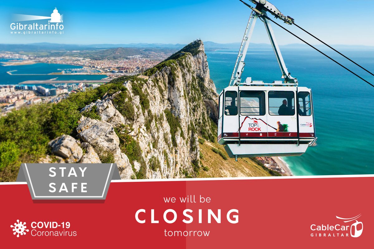 IMPORTANT NOTICE: The Cable Car will be closing until further notice, with effect from 09:00 Monday 16th March 2020. Stay Safe.

#cablecargibraltar #coronavirus #COVIDー19 #gibraltar #mhblandgroup #mhbland