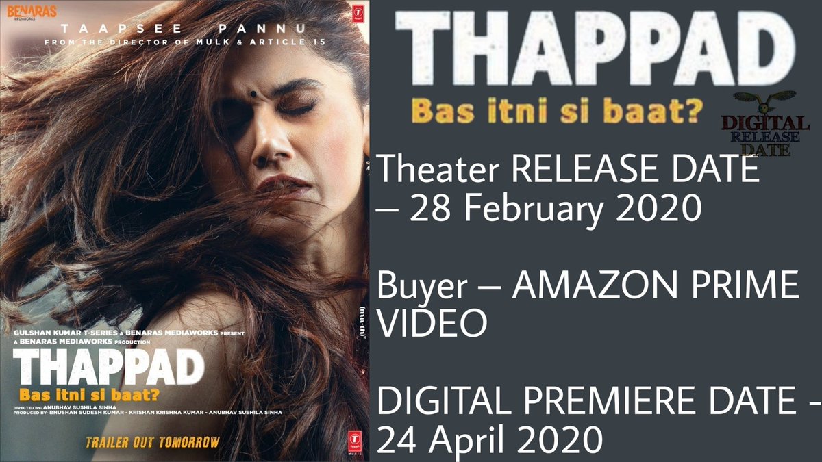 ottrelease's tweet photo. THAPPAD DIGITAL RELEASE DATE https://t.co/0FwElvk6Pw