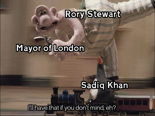RoryStewartMeme's tweet photo. #RoryForLondon flying in to steal the election! https://t.co/jKB8BXZefI
