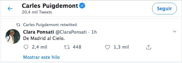 El miserable de Puigdemont haciendo rt a la miserable de Ponsatí.