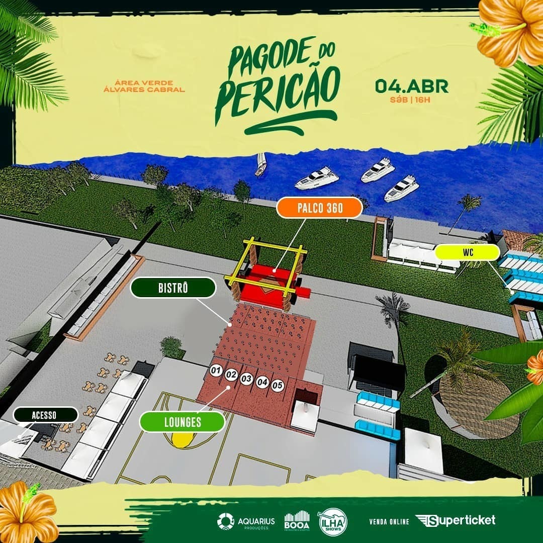 Vamos receber em grande estilo o mestre <a href="/pericles/">Peri</a> no dia 4 de abril 🔛 com um show completo de 3h em um super palco 360° 😍 na Área Verde do Álvares.

Garanta o seu ingresso:⁣⁣⁣⁣⁣⁣

✅ Online: Superticket bit.ly/pagodepericao.⁣⁣⁣⁣

⚠ Evento com Setor Único.⁣⁣⁣⁣