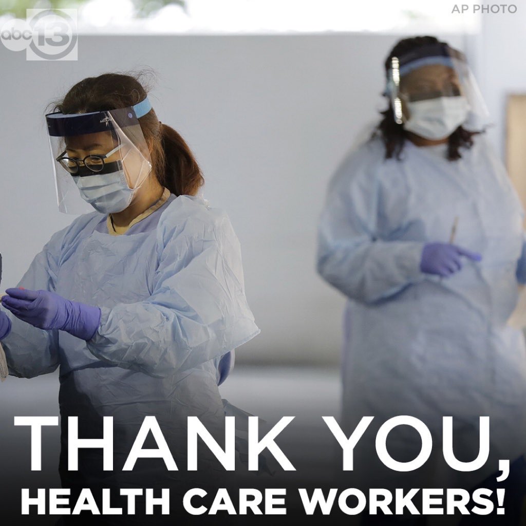abc13houston's tweet photo. We can’t forget the health care workers during this time. Thank you for all you do and all you’re doing.
https://t.co/osY5TiVQLs https://t.co/zDvm6SYSZG