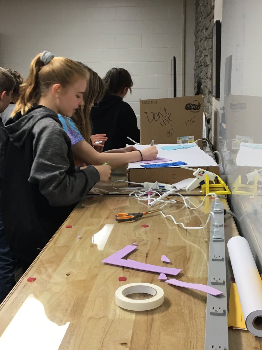NR_KJones's tweet photo. Who wants to complete a worksheet on plot, symbolism, and setting when you can do all of that by creating a board game in the HS Makerspace? #wearenr @NR_MiddleSchool @NRMiddleSchool https://t.co/Nvlfvcr9vX