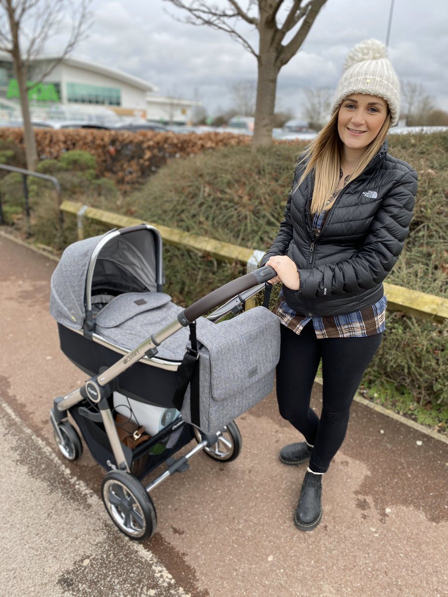 Buddy’s first trip out of the house. Snug as a bug in his Oyster 3 pram 🥰 #SpoiltBaby