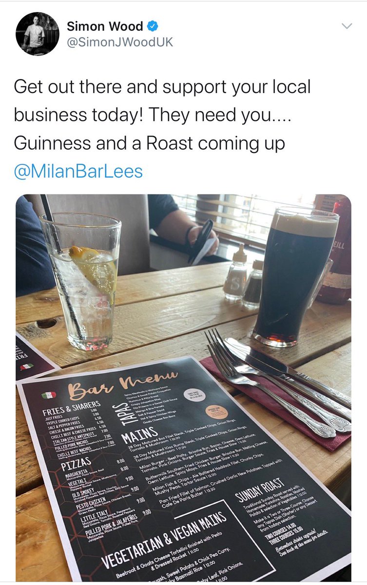 A picture that says a thousand words 
We maybe inside for a while so eat out when you can 
#letsnotcalltime  stay local buy local support local #eatingout thank you to <a href="/SimonJWoodUK/">Simon Wood</a> for the support