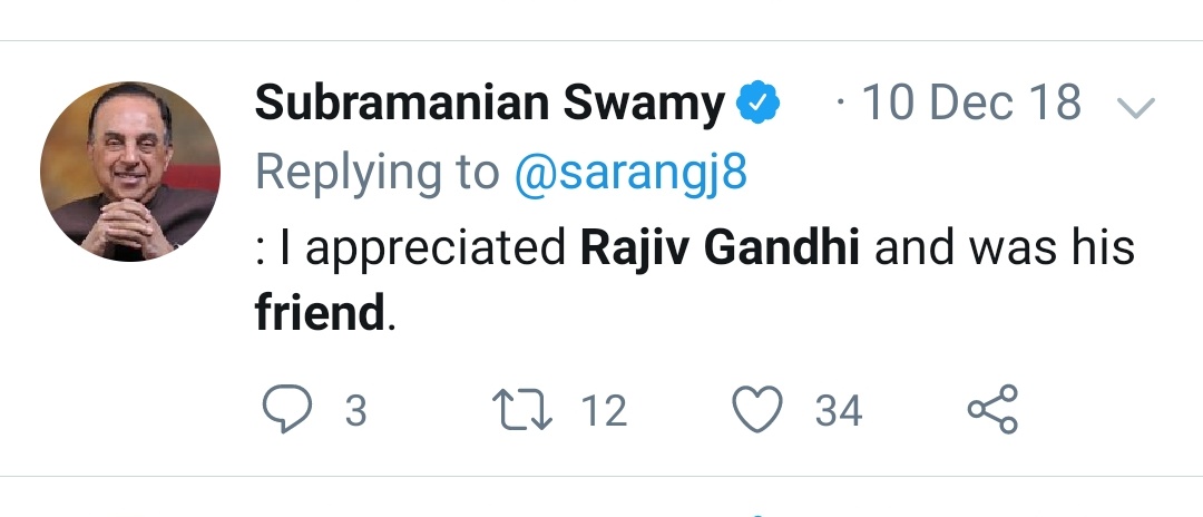 As promised, I present you a thread to explain how Swamy-Sonia rivalry is just hog wash to fool BJP supporters & to boost his larger than life image amongst votersLets go in sequence & understand each point in detailRead till end & RT Let's start wid my friend Rajiv Gandhi