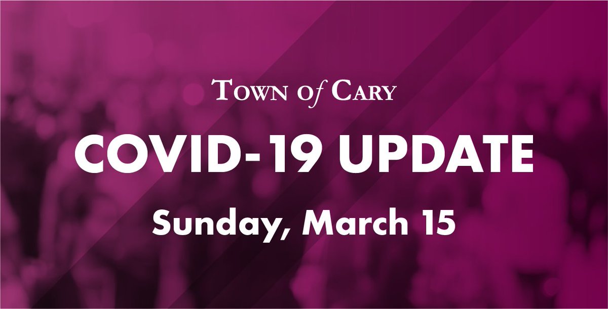 All Cary Parks, Recreation &amp; Cultural Resources facilities are now closed and programming, including classes, events, and camps, is canceled until further notice. Facility rentals are canceled. For more: bit.ly/2QdY9sk