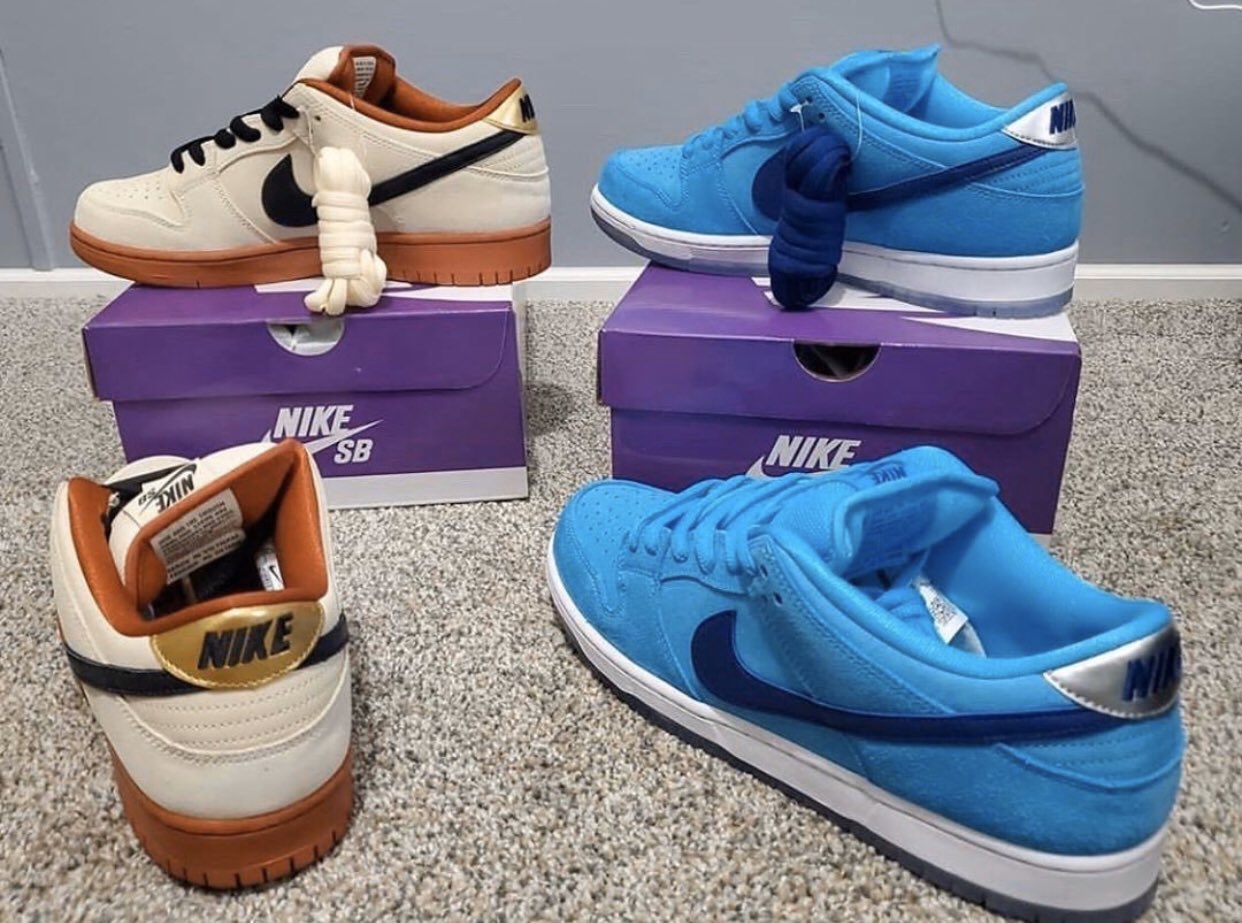 Sneaker Huddle on X Muslin and Blue Fury Nike SB Dunk Low GRs hitting skate shops soon. https t sMDS4EZBa1 X