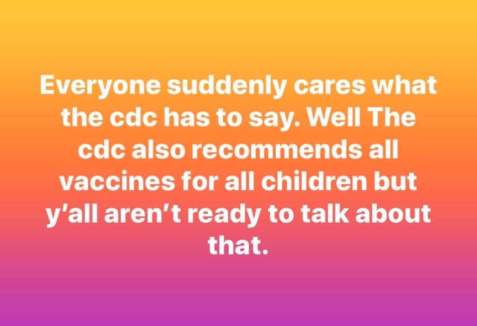 Image result for everyone suddenly cares what the cdc has to say but you all aren't ready to talk about that