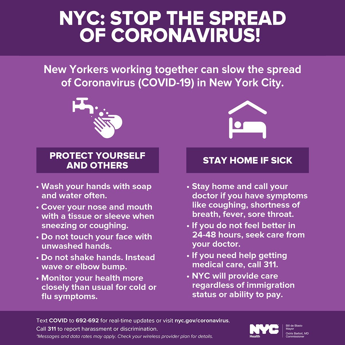 NYCFirstLady109's tweet image. I know there is a lot of anxiety and stress right now, but the best way to take care of ourselves and each other is to use social distancing to help slow the spread of COVID-19. For more information, visit nyc.gov/coronavirus or text 'COVID' to 692-692.