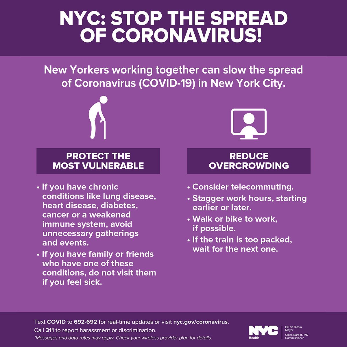 NYCFirstLady109's tweet image. I know there is a lot of anxiety and stress right now, but the best way to take care of ourselves and each other is to use social distancing to help slow the spread of COVID-19. For more information, visit nyc.gov/coronavirus or text 'COVID' to 692-692.