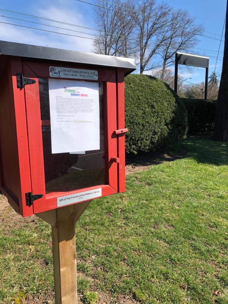 FriendsMillburn's tweet photo. Dear Friends,
Due to concerns over the spread of the COVID-19 Coronavirus, we have decided to close our 2 Little Free Libraries in Millburn and Short Hills at this time. @MillburnLibrary https://t.co/TPio5M6aNt