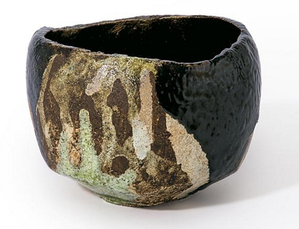 Ceramic vessels by Japanese master Raku Kichizaemon XV, dates unknown (circa 1980s-2000s), who continues his family's centuries-old tradition of minimalist (wabi-cha) teaware craft