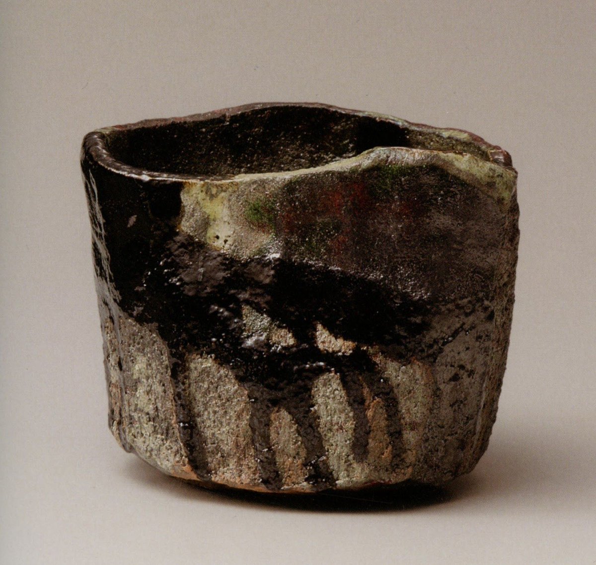 Ceramic vessels by Japanese master Raku Kichizaemon XV, dates unknown (circa 1980s-2000s), who continues his family's centuries-old tradition of minimalist (wabi-cha) teaware craft